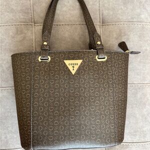 Guess Dark Brown Patterned Tote
